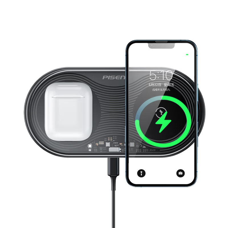PISEN-2in1ワイヤレス充電器XY-C18 (55664)